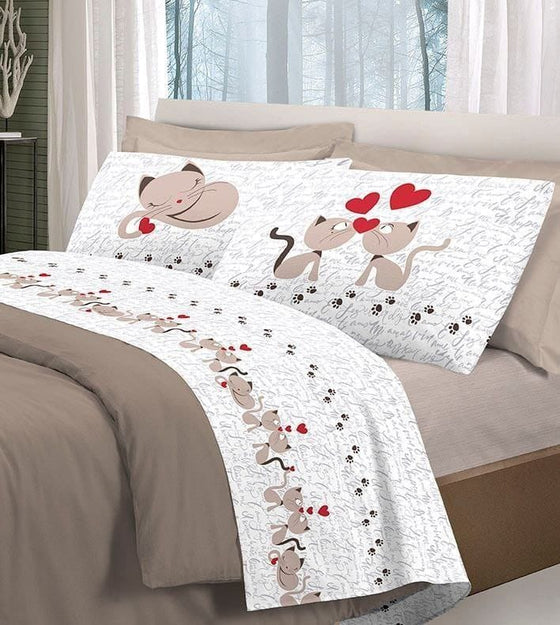 Completo letto matrimoniale puro cotone 100% Pensieri Delicati