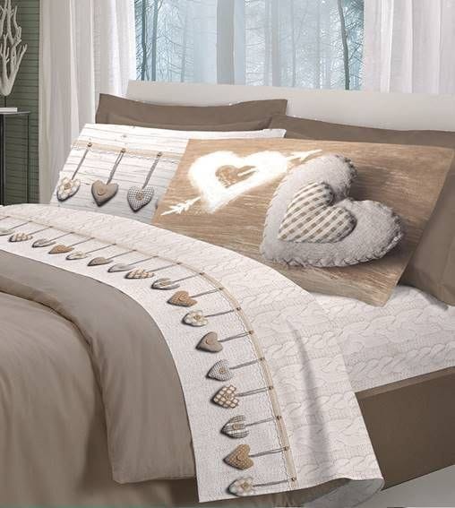 Completo letto matrimoniale puro cotone 100% Pensieri Delicati